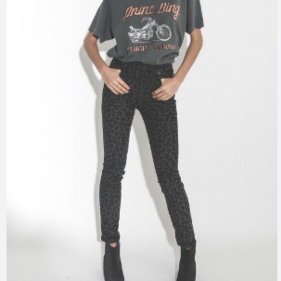 R13 Hight High Rise Skinny in Midnight Leopard Corduroy Italian Pants Size 29 - Picture 1 of 14
